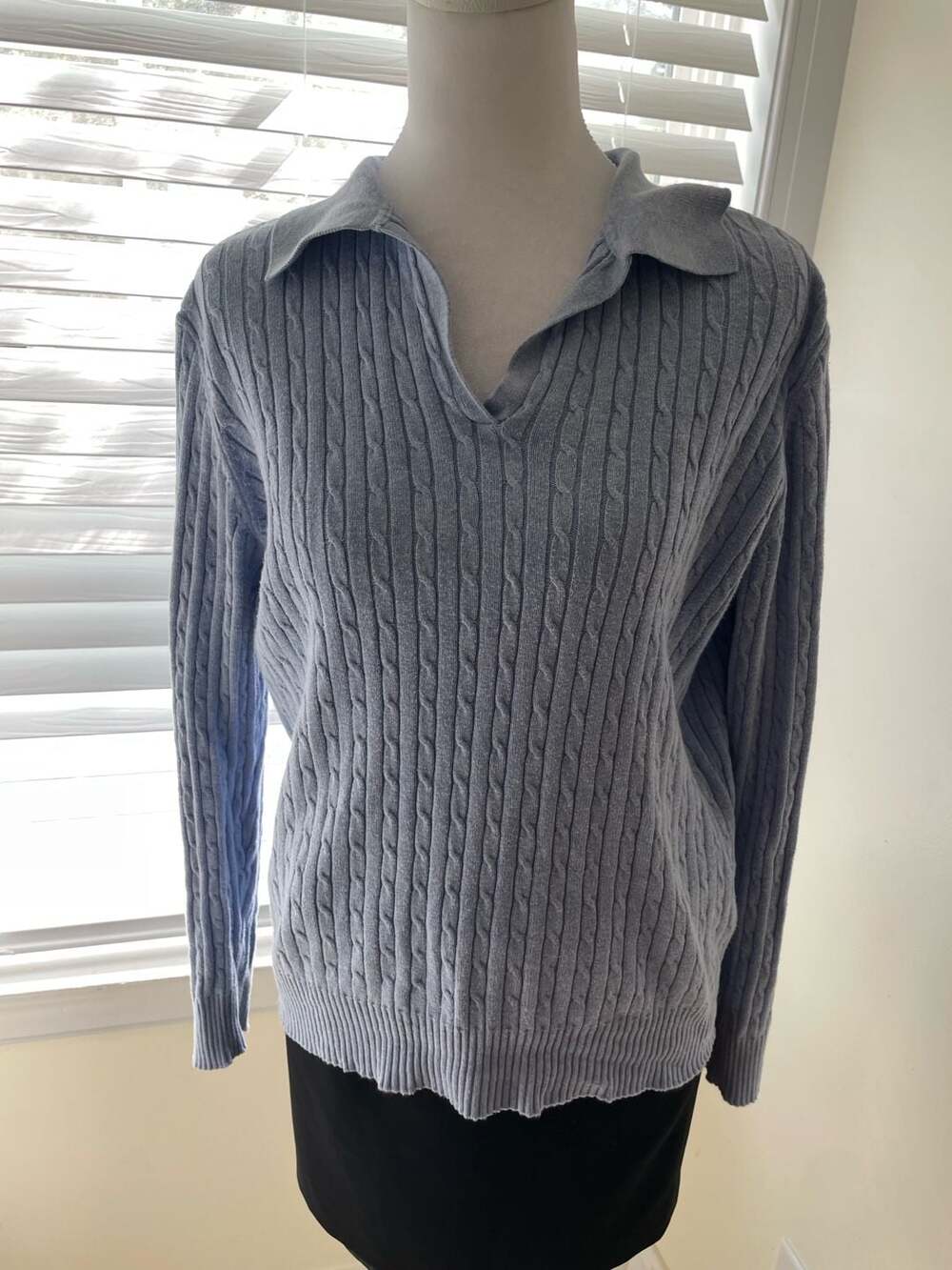Kim Rogers Women's Light Blue 100% Cotton Cable knit Sweater S